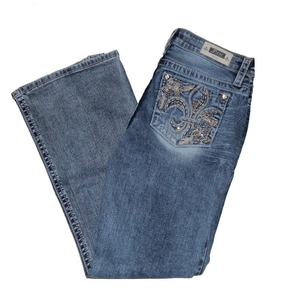 NWT Fleur by Miss Me Fleur Lis Sequin Boot Blue Jeans 30 / 10